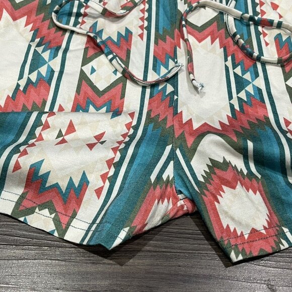 Crazy Train Aztec Southwest Design Romper Elastic Tie Waist Pockets Women Large - Picture 9 of 16